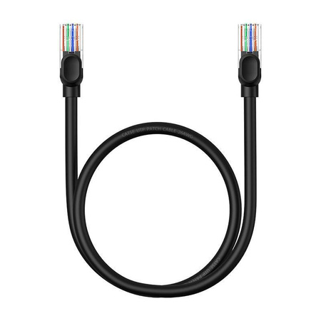Kabel Ethernet Baseus High Speed Cat 5 RJ-45 1000Mb/s 0.5m okrągły - czarny