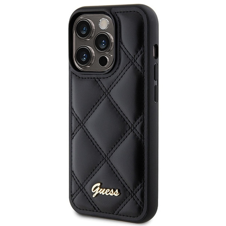 Guess nakładka do iPhone 15 Pro Max 6,7" GUHCP15XPSQSQSK czarna HC PU Quilted Metal Logo