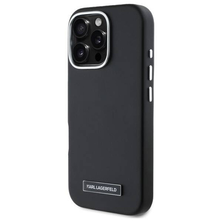 Original Case IPHONE 16 PRO Karl Lagerfeld Hardcase FW Metal Plate MagSafe (KLHMP16LPGMSRPK) black