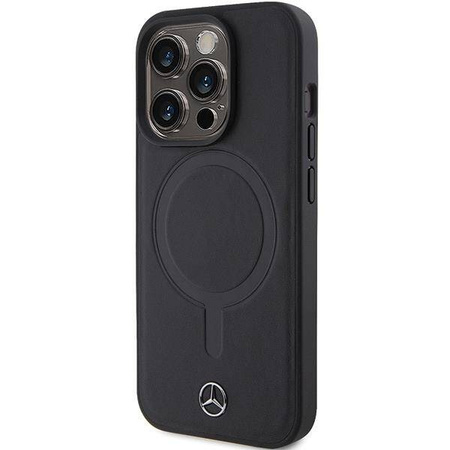 Mercedes Smooth Leather MagSafe Hülle für iPhone 15 Pro – Schwarz