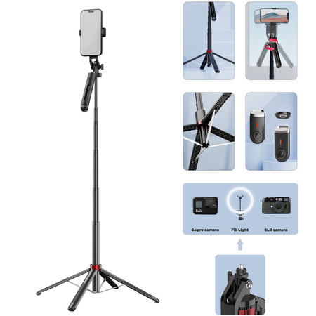 Blavec Selfie Stick Aluminium Fusion P09 tripod + pilot 1,8 metra (SSFP09-TRB18) czarny