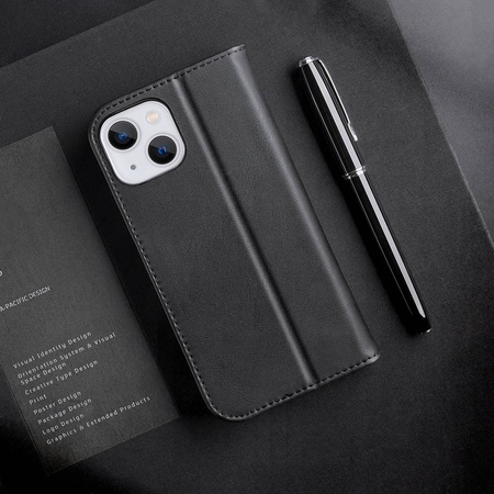 Dux Ducis Hivo echt Leder booktype case schutzhülle aufklappbare hülle für iPhone 14 Plus schwarz