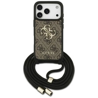 Guess 4G Big Logo Cord Stap Crossbody Case für iPhone 17 Pro - Braun
