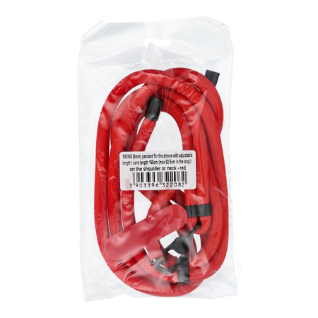 Zawieszka SWING (8mm) do telefonu z regulacją długości / długość sznura 165cm (max 82,5cm w pętli) / na ramię lub szyję - czerwony