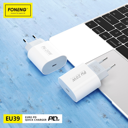 Foneng Ładowarka sieciowa EU39 - Typ C - PD 20W 3A biała