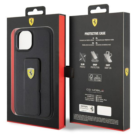 Ferrari nakładka do iPhone 15 6,1" FEHCP15SGSPSIK HC GRIP STAND PU