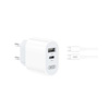 XO ładowarka sieciowa L97 1x USB 1x USB-C 2,4A biała + kabel USB-C - USB-C
