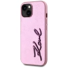 Etui Karl Lagerfeld Wrinkled Metal Signature na iPhone 15 - różowe
