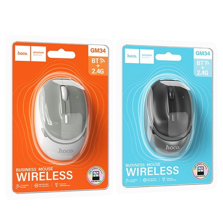 HOCO mysz komputerowa bezprzewodowa 2,4G 1600 dpi GM34 szaro biała