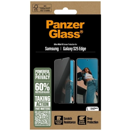 Szkło prywatyzujące PanzerGlass Ultra-Wide Fit na Samsung Galaxy S25 Edge - przezroczyste
