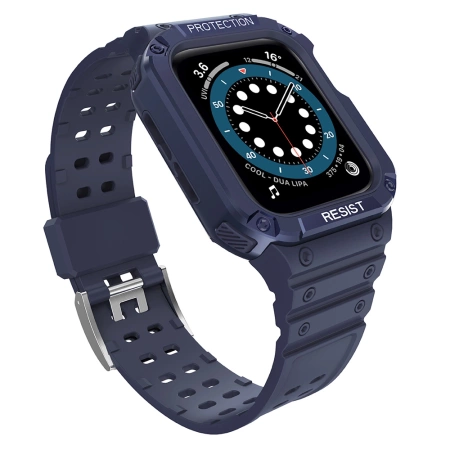 Pasek z etui ochronnym Protect Strap Band do Apple Watch 38 / 40 / 41 mm opaska obudowa pancerna - niebieski