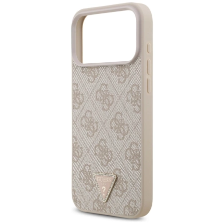 Etui Guess Leather 4G Triangle Strass MagSafe na iPhone 17 Pro Max - różowe