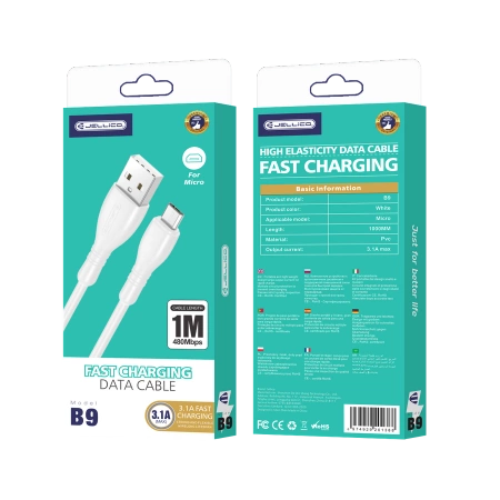 JELLICO Kabel B9 Micro USB 3.1A 1M weiss