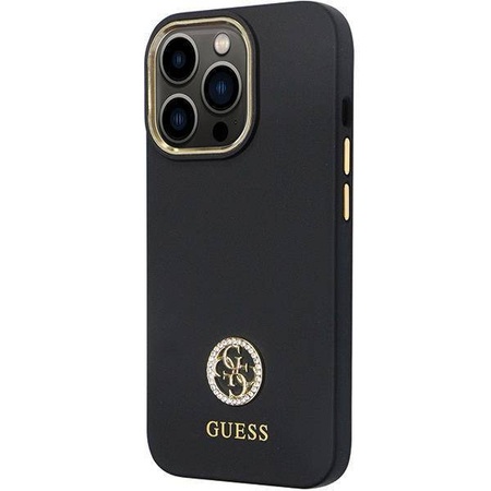 Guess nakładka do iPhone 13 Pro 6,1" GUHCP13LM4DGPK czarna HC Silicone Logo Strass 4G