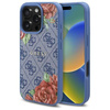 Etui Guess 4G Flowers Print MagSafe na iPhone 16 Pro - niebieskie