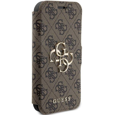 Original Case APPLE IPHONE 15 PRO MAX Guess Book 4G Metal Gold Logo (GUBKP15X4GMGBR) brown