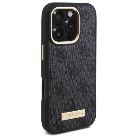Oryginalne Etui IPHONE 16 PRO Guess Hardcase 4G Logo Plate MagSafe (GUHMP16LU4GPRK) czarne