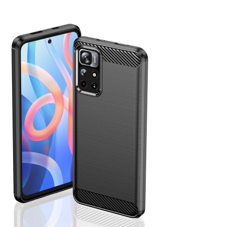 Carbon Case Flexible Schutzhülle für Xiaomi Redmi Note 11 schwarz