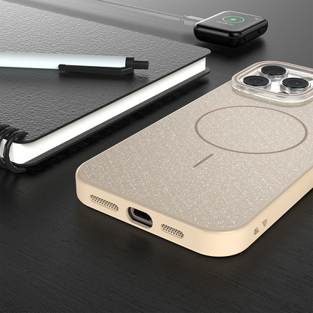 Nakładka Glitter Thin Mag do iPhone 16 6,1" brązowa