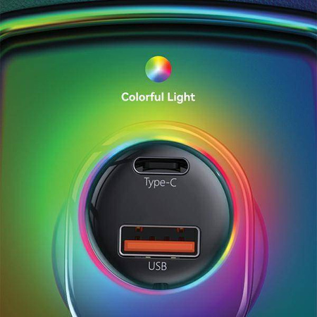 Ładowarka Samochodowa USAMS C37 1xUSB+1xUSB-C 60W + kabel USB-C 30W PD+QC Fast Charge czarny/black CC192CC01 (US-CC192)