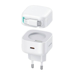 USAMS Lad. network. 1xUSB-C with retractable USB-C cable (head only) PD+QC 35W Gan Fast Charging white/white XMF Series CC202TC02 (US-CC202)