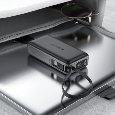 Powerbank Acefast M7-10000 PD30W z wbudowanym kablem - czarny