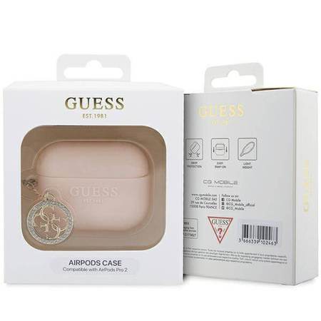 Guess GUAP23DSLGHDP AirPods Pro 2 Hülle rosa/rosa 3D Gummi 4G Diamant Charm