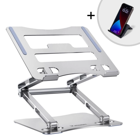 Wozinsky WRS-CPY75DSS Aluminum Laptop and Tablet Stand + Free Smartphone Stand - Silver