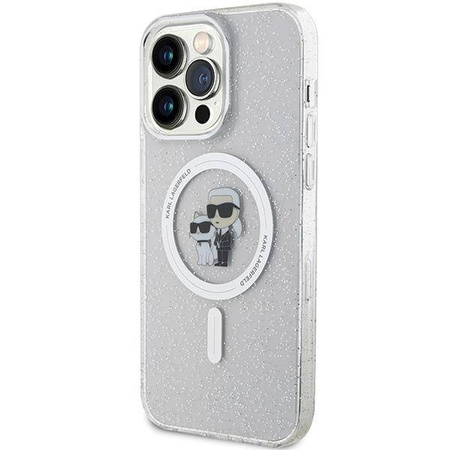 Etui Karl Lagerfeld Karl&Choupette Glitter MagSafe na iPhone 15 Pro Max - przezroczyste