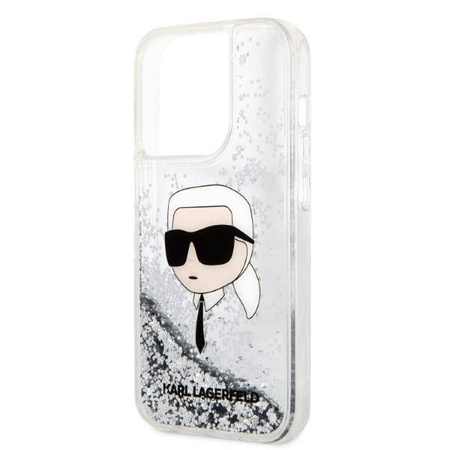 Karl Lagerfeld Liquid Glitter NFT Karl's Head - Etui iPhone 14 Pro (srebrny)