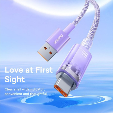 BASEUS kabel USB do Typ C Power Delivery Explorer 100W 2m fioletowy CATS010505