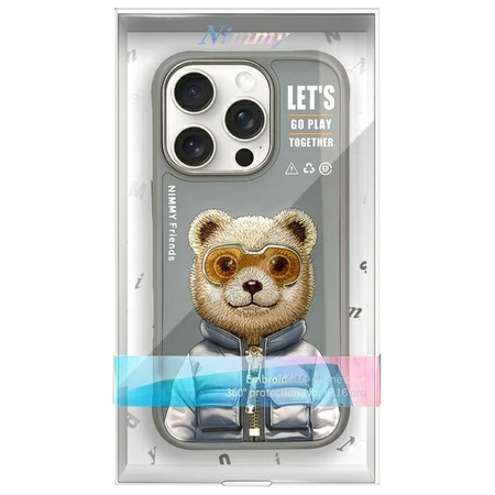 Nimmy etui iPhone 16 Pro 6.3" szary/gray  Cool&Cute 2.0 Bear