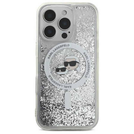 Karl Lagerfeld nakładka do iPhone 16 Pro Max 6,9" KLHMP16XLGKCSGH przezroczysta Hardcase Liquid Glitter Karl&Choupette Head MagSafe