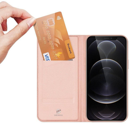 Etui IPHONE 13 PRO z klapką Dux Ducis skórzane Skin Leather jasny róż