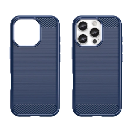 Carbon Case Silikonhülle für iPhone 16 Pro – blau