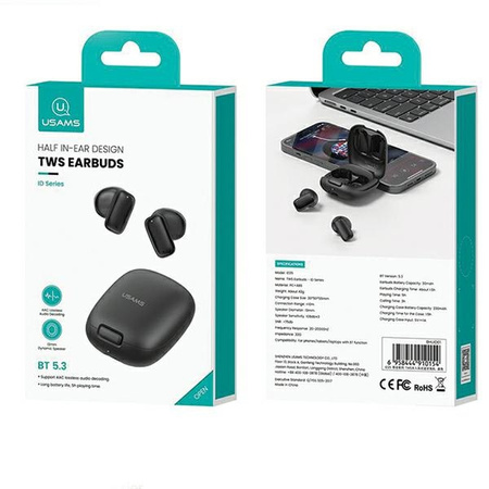 USAMS Słuchawki Bluetooth 5.3 TWS ID Series bezprzewodowe różowy/pink BHUID04 (ID25)