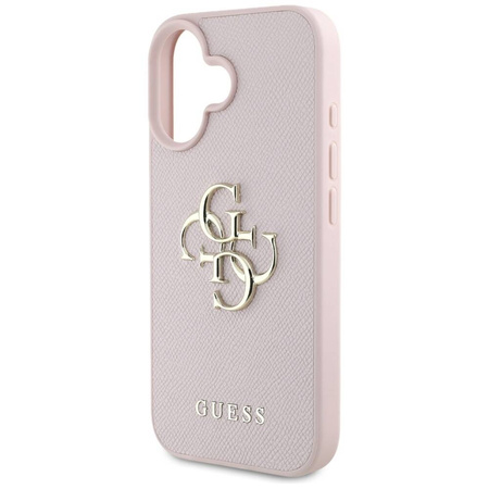 Case IPHONE 16 Guess Grained Big 4G Logo Small Classic Logo pink