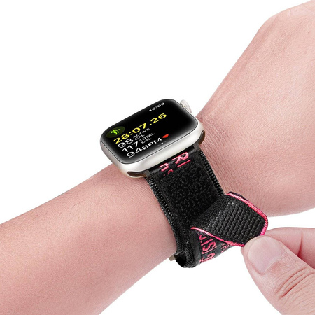 Dux Ducis Strap (Outdoor  Version) pasek Apple Watch Ultra, SE, 8, 7, 6, 5, 4, 3, 2, 1 (49, 45, 44, 42  mm) nylonowa opaska bransoleta czarno-czerwony