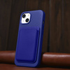 iCarer Litchi Premium Leather Case skórzane etui iPhone 14 Plus magnetyczne z MagSafe ciemnoniebieski (WMI14220711-DB)
