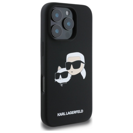 Karl Lagerfeld Silicone Double Heads Print MagSafe - Etui iPhone 16 Pro Max (czarny)