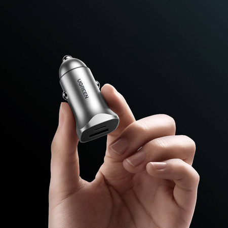 Ugreen USB Car Charger Type C / USB 24W Power Delivery Quick Charge gray (30780)