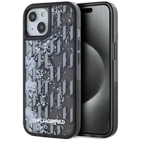 Etui Karl Lagerfeld Liquide Glitter Monogram Gradient na iPhone 15 - czarne