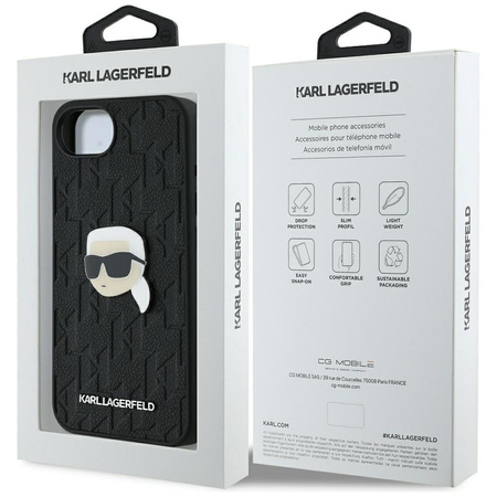 KARL LAGERFELD futerał do IPHONE 16e (SE 4 2025) KLHCPSE4PGKLKIPK (PU Monogram K. Head Pin) czarny