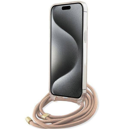 Guess nakładka do iPhone 15 Pro 6,1&quot; GUHCP15LHC4SEP HC CROSSBODY CORD 4G PRINT różowa