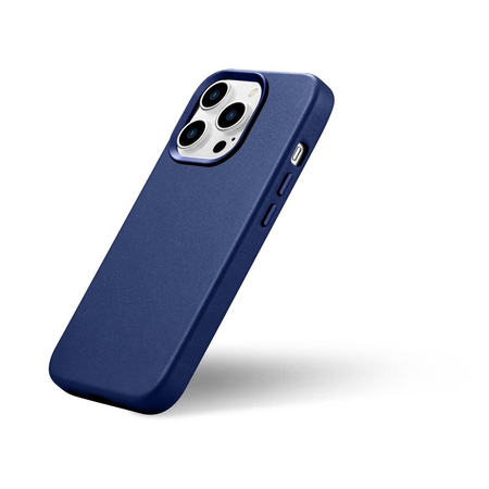 iCarer Case Leather genuine leather case for iPhone 14 Pro Max blau (WMI14220708-BU) (MagSafe compatible)