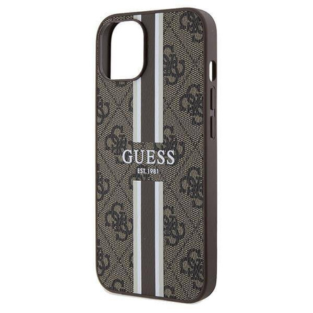 Guess nakładka do iPhone 15 6,1&quot; GUHMP15SP4RPSW HC MAGSAFE 4G PRINTED STRIPES brązowa