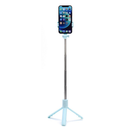 Zestaw / uchwyt selfie z pilotem na bluetooth tripod + LED niebieski R1