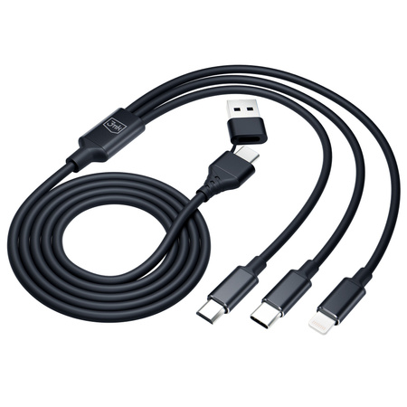 3MK KABEL HYPER 3w1 1,5m Czarny USB-A/C do Micro/USB-C/Lightning