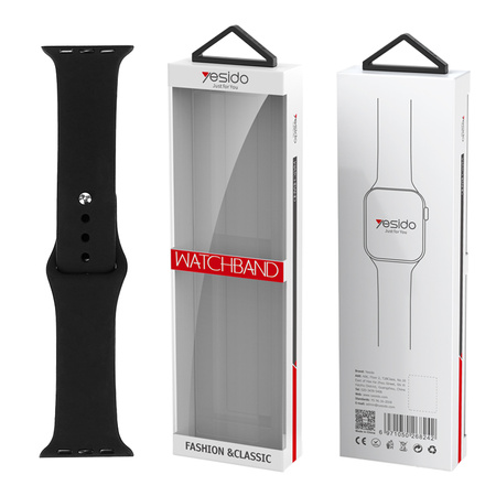 Yesido WB44 Silikonowy Pasek do Apple Watch L 42/44/45 (97+140) #1 BLACK / CZARNY