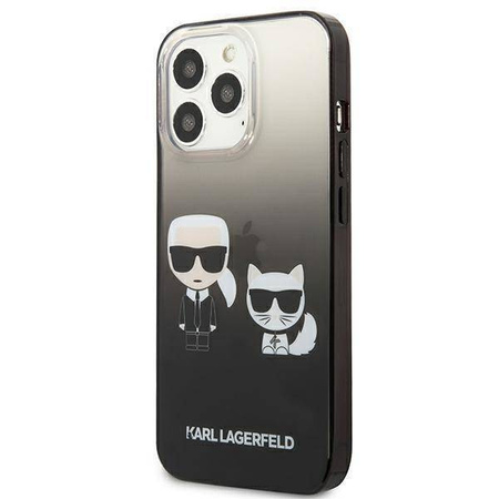 Karl Lagerfeld KLHCP13LTGKCK iPhone 13 Pro / 13 6,1" Hardcase schwarz / schwarz Gradient Ikonik Karl & Choupette